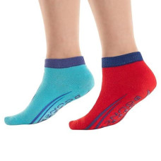 Upper Bounce Non-Slip Trampoline Ankle Socks - Twin Pack Red/Blue Trampoline Jumping Socks - For Kids Aged 11 To 14 Years - Trampoline Accessories For Kids