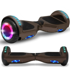 Newest Generation Electric Hoverboard Dual Motors Two Wheels Hoover Board Smart Self Balancing Scooter With Built-In Speaker Led Lights For Adults Kids Gift (Chrome Black)