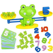 Aitbay Cool Math Game, Valentines For Preschoolers Frog Balance Counting Toys For Boys & Girls Educational Number Toy Fun Children'S Gift Stem Learning Age 3+ (63 Pcs)