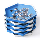 Becko Stackable Puzzle Sorting Trays Jigsaw Puzzle Sorters With Lid Puzzle Accessory For Puzzles Up To 1500 Pieces, 8 Hexagonal Trays In White & Blue