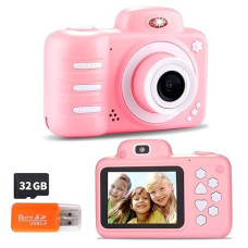 Kids Digital Camera, 12Mp Kids Camera For Girls With 2.4 Inch Large Screen 1080P Pink Kids Video Camera Best Birthday Gift For Kids Include 32G Memory Card�