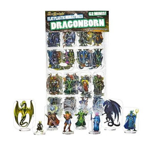 Arcknight Flat Plastic Miniatures: Dragonborn; 62 Unique Dragonborn-Themed Minis For Dnd 5E And Pathfinder; Affordable, Skinny Figurines For Dungeons And Dragons And Other Tabletop Rpg Games