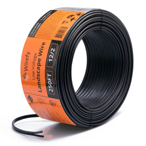 Wirefy 122 Low Voltage Landscape Lighting Wire - Outdoor Direct Burial - 12-Gauge 2-Conductor 250 Feet