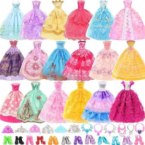 Barwa 10 Pcs Dresses With 17 Accessories Handmade Doll Clothes And Accessories Wedding Gowns Party Dresses For 11.5 Inch Dolls
