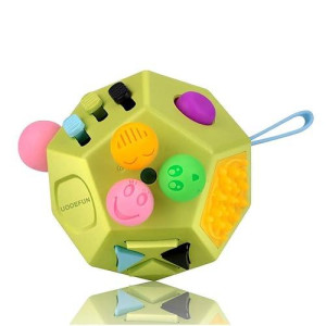 Uooefun Sensory Fidget Toy,Dodecagon 12 Sided Fidget Cube Dice Relief Stress,Anxiety,Calming And Focus For Kids With Add, Adhd, Ocd, Autism By (Green / B1)