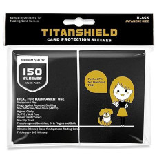 TitanShield (150 SleeveBlack Small Japanese Sized Trading card Sleeves Deck Protector compatible with Yu-gi-Oh, cardfight Vanguard & Photocards