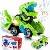 Dinosaur Toys For Kids 3-5: Transforming Dinosaur Car Toy With Light Music For Toddlers 3 4 5 6 7 8 Year Old Boys Girls - Jurrassic World Dino Transformer Toys Cars For Boys 4-6(Green)