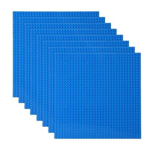 Lvhero Classic Baseplates Building Plates For Building Bricks 100% Compatible With All Major Brands-Baseplate, 10In X 10In, Pack Of 8 (Blue)
