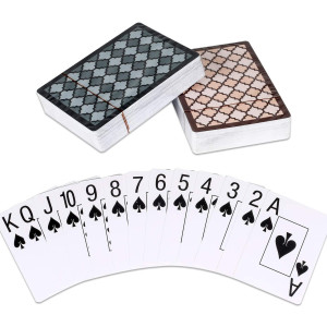 Teskyer Plastic Playing Cards, Jumbo Index, 100% Waterproof Poker Cards, 2 Decks Of Cards, Black + Orange