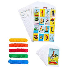 Loteria Mexican Bingo Game Kit - Loteria Bingo Game For 20 Players - Includes 1 Deck Of Cards And Boards - With 100 Bingo Chips - For The Entire Family - Great For Learning Spanish.