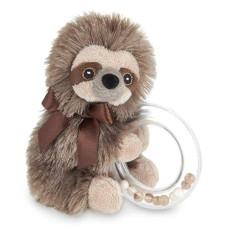Bearington Baby Lil' Speedy Plush Stuffed Animal Sloth Shaker Rattle Ring Rattle, 5.5 Inches