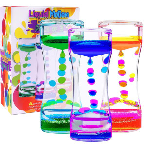 Yue Motion Liquid Motion Bubbler Visual Sensory Timer, 2 Minute Liquid Timer- New Big Calming Sensory Water Bubbler Toy (Set Of 3)