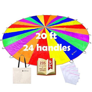 Vomline Play Parachute For Kids 20 Foot Kids Parachute With Dirt Resistant Handles For Party Games Proper Selection Of Matching Colors