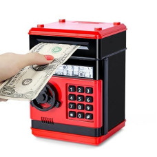 Subao Atm Piggy Bank For Kids Adults, Cash Coin Can Atm Machine Toy Boys Girls Age 6 7 8+, Electronic Bank Kid Safe Money Saving Box, Cool Stuff Birthday Chirstmas Gifts (Red & Black)
