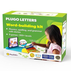 Playshifu Educational Word Game - Plugo Letters (Kit + App With 9 Learning Games) Stem Toy Gifts For Kids Age 4 5 6 7 8 | Phonics, Spellings & Grammar | 48 Alphabet Tiles (Works With Tabs/Mobiles)