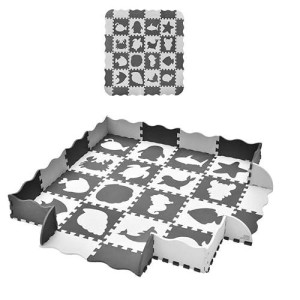 Fun Little Toys 36Pcs Foam Play Mats For Baby, Soft Foldable Interlocking Foam Floor Tiles Puzzle Mat With Fence For Kids Toddlers Childrens Playpen Playroom Crawling 56 X 56 Grey