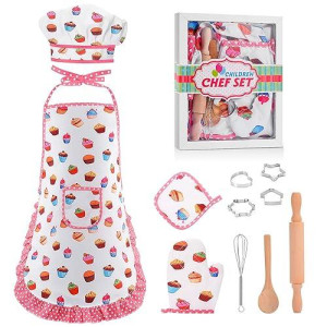 Gifts For 2-8 Year Old Girls Boys,Chef Costume Set Kids Apron For Girls Toddler Birthday Xmas Gifts For Kids Stocking Stuffer