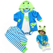 Reborn Baby Dolls Clothes 22 Inch Boy Outfits Accesories For 22-24 Inch Reborn Doll Newborn Blue Frog Matching Clothing