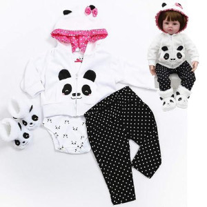 Reborn Baby Dolls Girl Clothes 22 Inch Panda Outfits Accesories For 22-24 Inch Reborn Baby Girl Newborn Matching Clothing