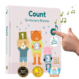 Calis Books Count - Nursery Rhymes Music Book For Toddlers 1-3, Interactive Books For 1+ Year Old With 6 Animal Songs - Educational Toddler Books Ages 1-3
