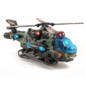 Vokodo Military Helicopter With Lights Sounds Bump And Go Self Riding Army Chopper Aircraft Toy Durable Battery Operated Kids Action Airplane Pretend Play Great Gift For Children Boys Girls Toddlers