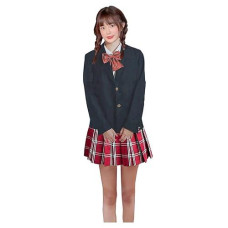 Beautifulfashionlife Women`S Japan School Plus Size Plain Pleated Summer Skirts (2Xl,Red White)