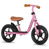Joystar 10 Inch Toddler Balance Bike 2 Year Old Push Bicycle With Footrest 10 Glider Bikes No Pedal Bicycle Training Bikes Baby Birthday Gifts For 2-4 Girls Pink