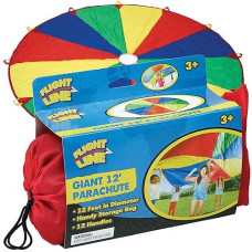 Thin Air Brands Kids 12 Foot Play Parachute Toy For Boys And Girls With 12 Handles For Team Group Cooperative Games, Ages 3 + (Fl547)