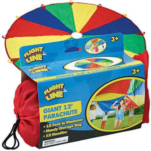 Thin Air Brands Kids 10-Foot Play Parachute Toy For Boys And Girls With 12 Handles For Team Group Cooperative Games, Ages 3 (12-Foot)