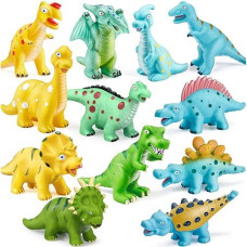 Geyiie Dinosaur Bath Toys, 12 Pcs Baby Bath Toys Bath Squirt Toys With Hole Bathtub Toys For Toddlers Kids Preschool Boys Girls Child