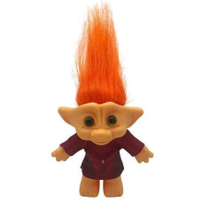 Lucky Troll Dolls,Vintage Troll Dolls,Christmas Dolls Chromatic Adorable For Collections, School Project, Arts And Crafts, Party Favors- 7.5" Tall(Include The Length Of Hair (Orange)