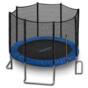 Serenelife Astm Approved Stable Trampoline Strong With Net Enclosure Outdoor For Teens And Adults - Reinforced, Blue