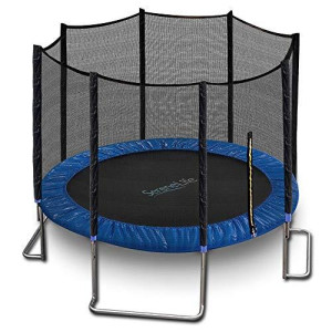 Serenelife Astm Approved Stable Trampoline Strong With Net Enclosure Outdoor For Teens And Adults - Reinforced, Blue