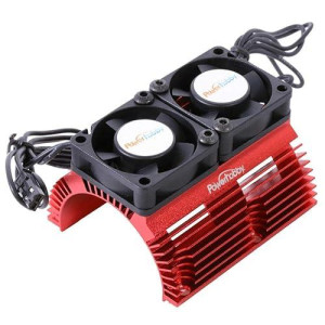 Powerhobby Aluminum Heat Sink With Twin Turbo High Speed Fans Sets For 1:8 Motors With Around 40.8Mm Diameter (Red)
