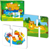 48 Animal Matching Puzzles With Error-Correction Mechanism Pre-Primer In 2 Pieces, Perfect For Preschool Learning (24 Blocks Double Sided)