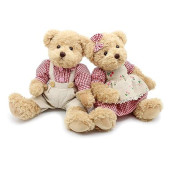 Oitscute 2-Pack Teddy Bear,Cute Stuffed Animal,Couple Gift Soft Plush Toy 11Inch (Red Plaid Clothes)