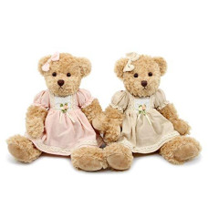 Oits Cute 2-Pack Teddy Bear,Cute Stuffed Animal,Couple Gift Soft Plush Toy 11Inch (Vintage Dress)