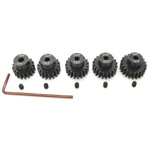 32P Hardened Pinion Gear Set 1/8 Inch Hole 17T 18T 19T 20T 21T With Hex Key (Compatible With 0.8 Metric Pitch)