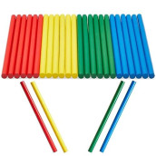 Juvale 24 Pack Rhythm Lummi Music Sticks for Kids, Bulk Set Percussion Musical Instruments for classroom, 4 colors (12 in)