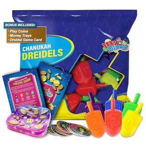 Izzy 'N' Dizzy Hanukkah Dreidels - Multi Color Plastic Dreidel - 10 Pack Medium