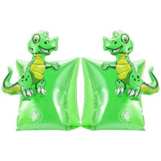 Heysplash Swim Arm Bands For Kids, Inflatable Armbands For Kids (Aged 3-6), Arm Floatie Sleeves Floater Tube Water Wings Kids Floatie Swimming Armlets Floatie For Toddlers, Up To 55Lbs, Dinosaur Green