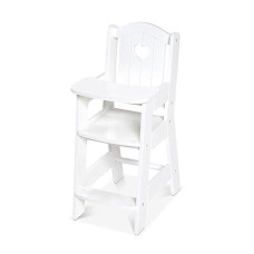 Melissa & Doug Mine To Love Wooden Play High Chair For Dolls, -Stuffed Animals - White (18H X 8W X 11D Assembled)