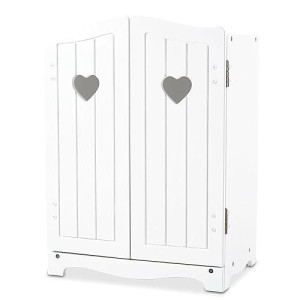 Melissa & Doug Mine To Love Wooden Play Armoire Closet For Dolls, Stuffed Animals - White (17.3