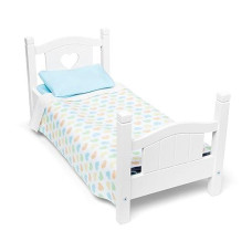 Melissa & Doug Mine To Love Wooden Play Bed For Dolls, Stuffed Animals - White (8.7