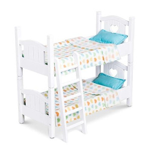 Melissa & Doug Mine To Love Wooden Play Bunk Bed For Dolls-Stuffed Animals - White (2 Beds, 17.4�H X 9.1�W X 20.7�L Assembled And Stacked)