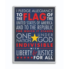 Stupell Industries The Pledge Of Allegiance Textual Grey Framed Wall Art, 11 X 14, Design By Artist Stephanie Workman Marrott