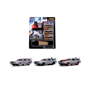 Jada Back To The Future Nano Diecast Delorean Toy Car 3 Pack