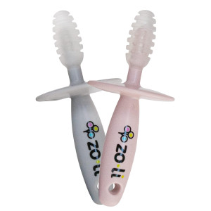 Zoli Chubby Gummy Teether | 2 Pack Baby Teething Relief - Blush/Grey, Bpa Free Teething Stick - Teething Toy