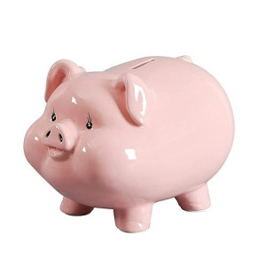Pig World 7" Piggy Bank For Adults,Ceramics,Piggy Bank For Kids,Alcancias De Dinero Para Adultos Ni�os,Girls Piggy Bank For Boys,Tip Jar,Coin Bank,Real Money Box For Cash Gift,Safe For Cash Saving