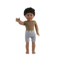 American Fashion World 18-Inch 'Isaac' African American Vinyl Posable Boy Doll With Dark Brown Hair | Undressed Doll | Premium Quality & Design